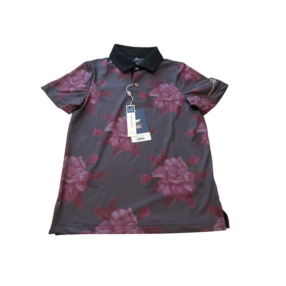 Boston Scott Golf NWT Youth Small Azalea Floral Performance Polo Shirt